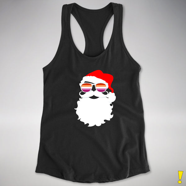 Santa’s Lesbian Pride Flag Shades Racerback Tank - Black